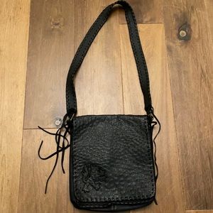 Vintage Shelly Litvak Ostrich fold over bag RARE